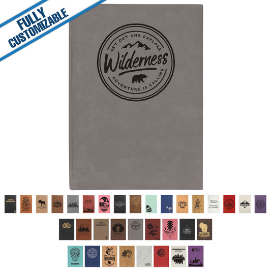 112 Page Engraved Leatherette Bound Sketchbook - Fully Customizable